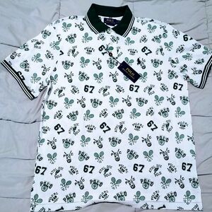 Polo Ralph Lauren Tennis All Over Print Polo Shirt 67 PRLC BNWT Large